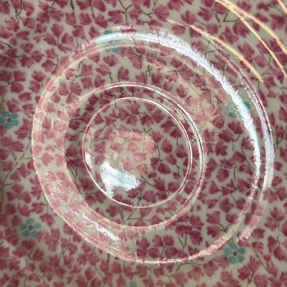 1950's Radfords English Bone China Teacup Saucer Pink And Blue Chintz Floral - Picture 8 of 8